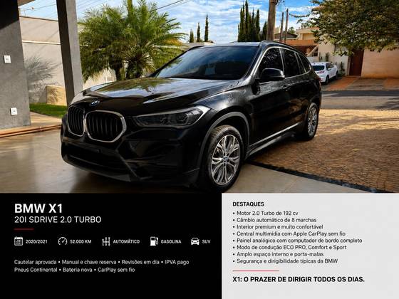 BMW X1 2.0 16V TURBO ACTIVEFLEX XDRIVE25I SPORT 4P AUTOMÁTICO BMW X1 2.0 16V TURBO ACTIVEFLEX XDRIVE25I SPORT 4P AUTOMÁTICO